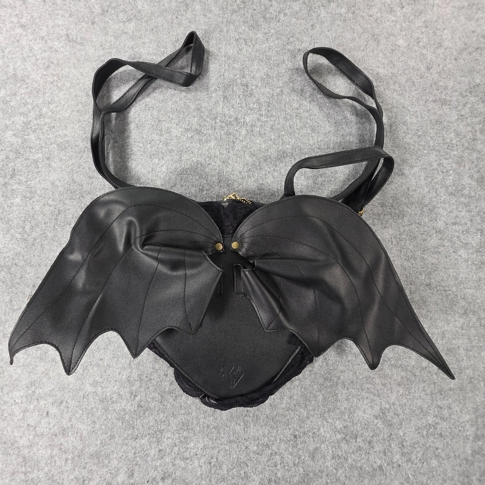 Aza Gothcore Bag Winged Leather And Lace Bat wing Purse Backpack Goth Emo Black